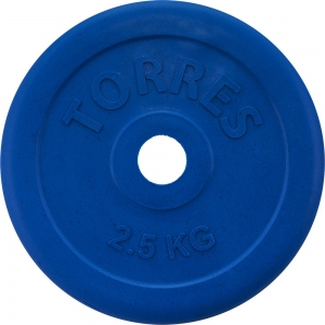 Диск обрезиненный  TORRES 2,5 кг арт.PL50392, d.25мм, металл в резиновой оболочке, синий