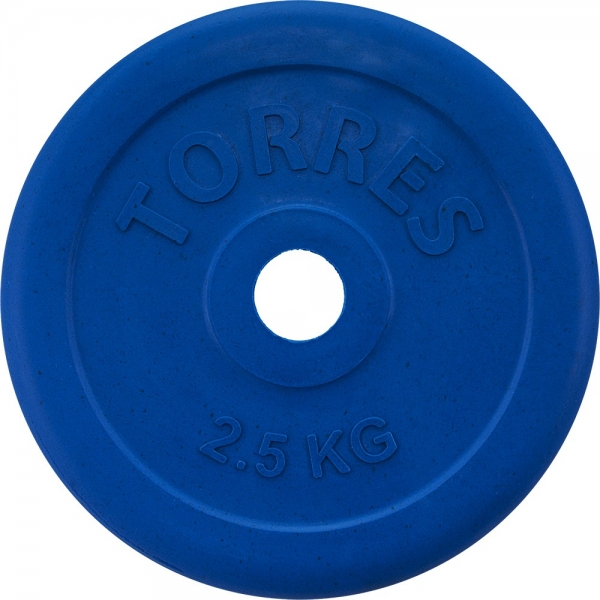 Диск обрезиненный TORRES 2.5 кг, PL50392, d.25 мм, металл в резиновой оболочке, синий