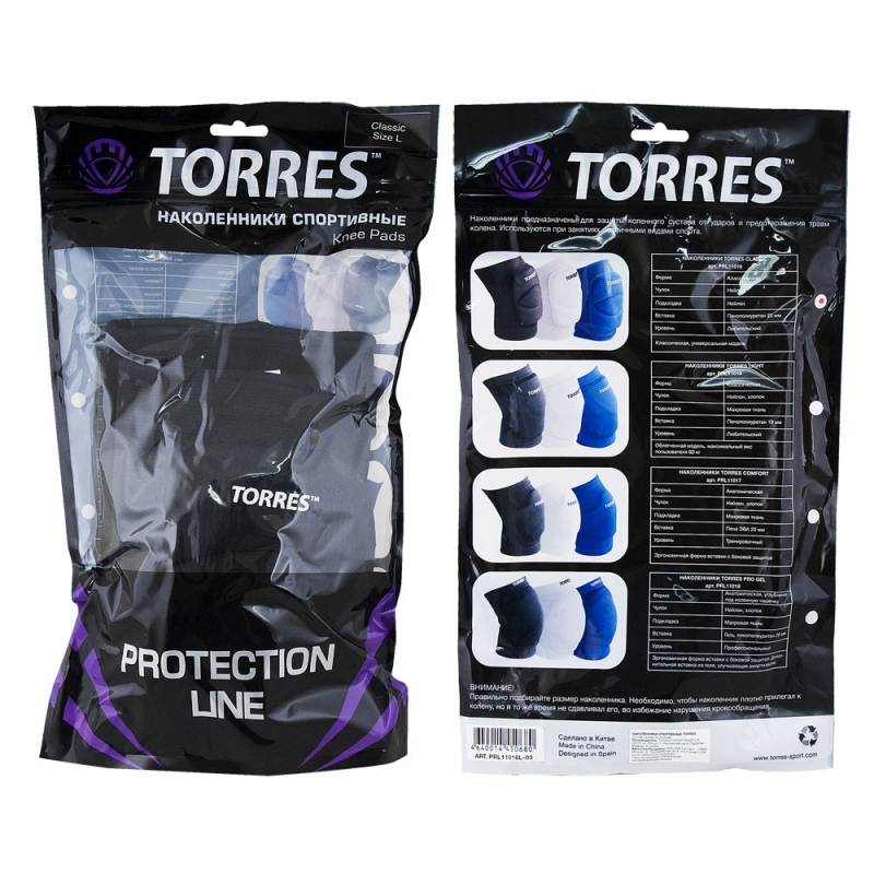 Наколенники спортивные TORRES Comfort PRL11017M-02, размер M, чёрные