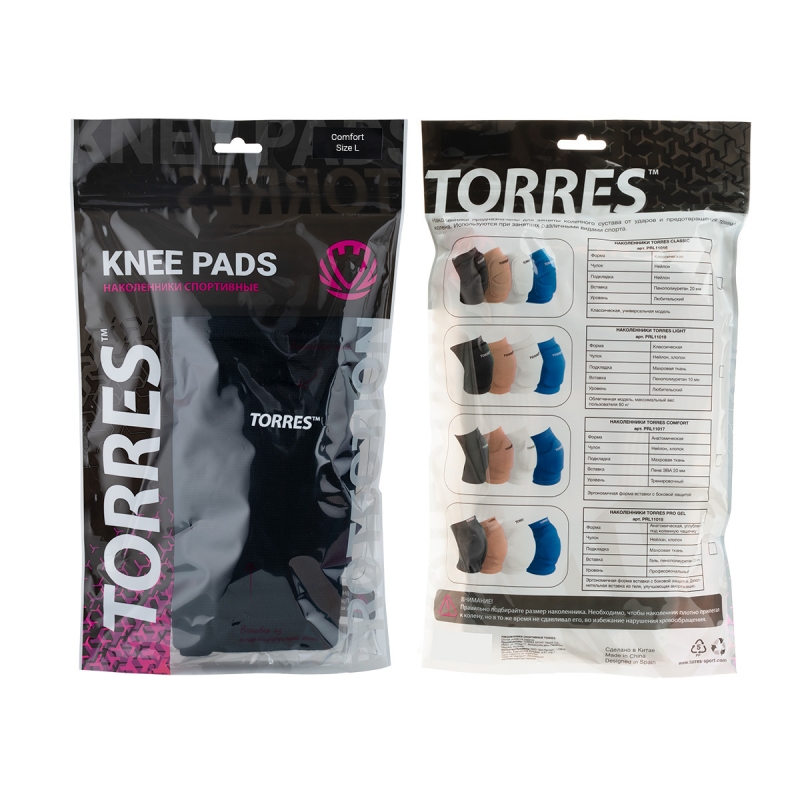 Наколенники спортивные TORRES Comfort PRL11017L-02, размер L, чёрные