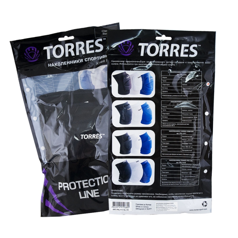 Наколенники спортивные TORRES Comfort, PRL11017XS-02, размер XS, чёрные