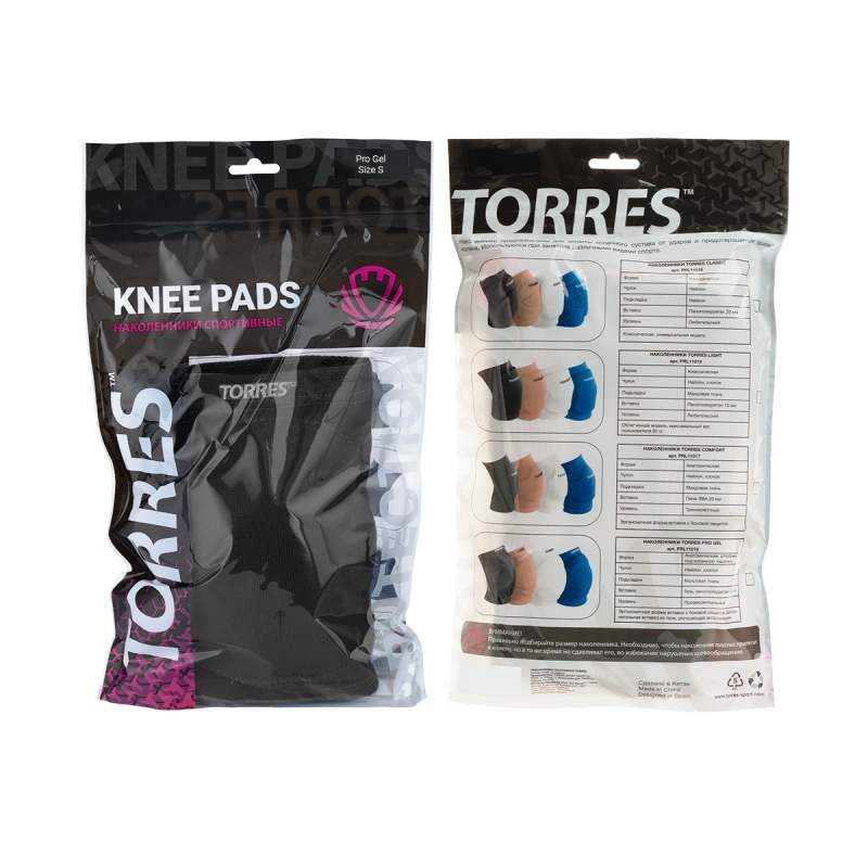 Наколенники спортивные TORRES Pro Gel PRL11018S-02, размер S, чёрные