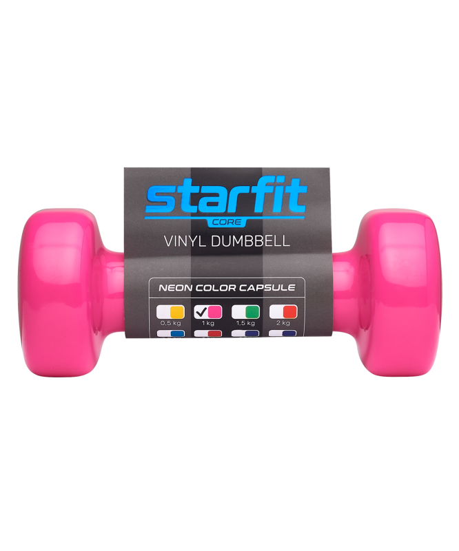 Гантель виниловая STARFIT DB-101 1 кг, розовый.