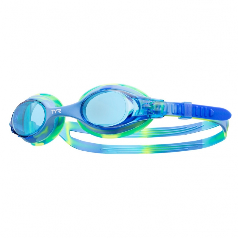 Очки для плавания детские (3-10 лет) TYR Swimple Tie Dye Jr, LGSWTD-487, синие линзы
