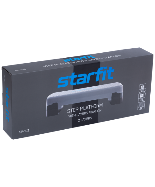 Степ-платформа фиксирующаяся SP-103 67,5х28,5х15 см, 2-х уровневая, Starfit