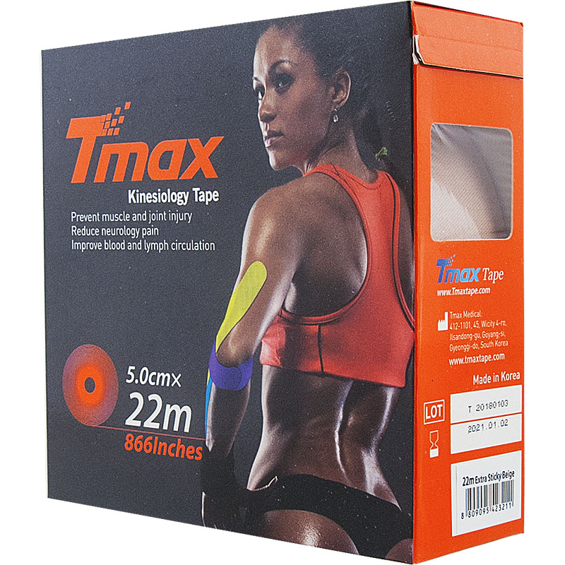 Тейп кинезиологический TMAX Extra Sticky 5 см x 22 м, 223211, телесный