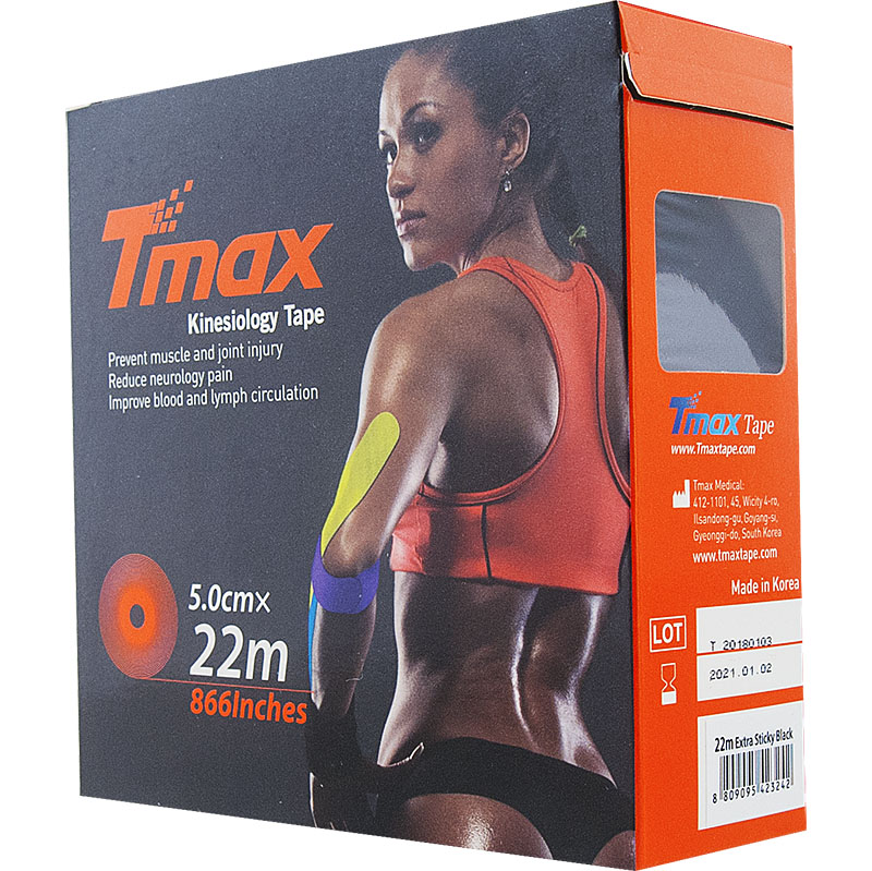 Тейп кинезиологический TMAX Extra Sticky 5 см x 22 м, 423222, черный