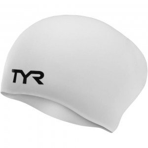 Шапочка для плавания TYR Long Hair Wrinkle-Free Silicone Cap, LCSL-100, белый