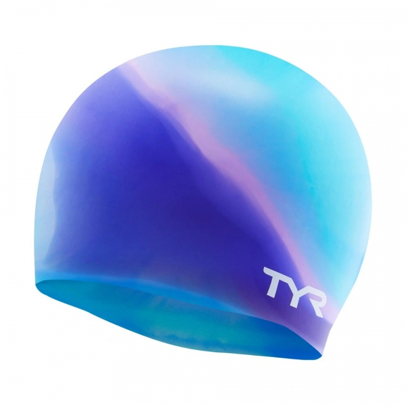 Шапочка для плавания TYR Multi Silicone Cap, LCSM-545, сине-голубой