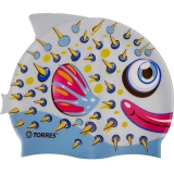 Шапочка для плавания детская TORRES Junior, SSW-12206BF, серо-голубой-мультиколор, силикон
