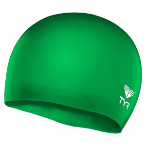 Шапочка для плавания подростковая TYR Wrinkle Free Junior Silicone Cap, LCSJR-326, зеленый