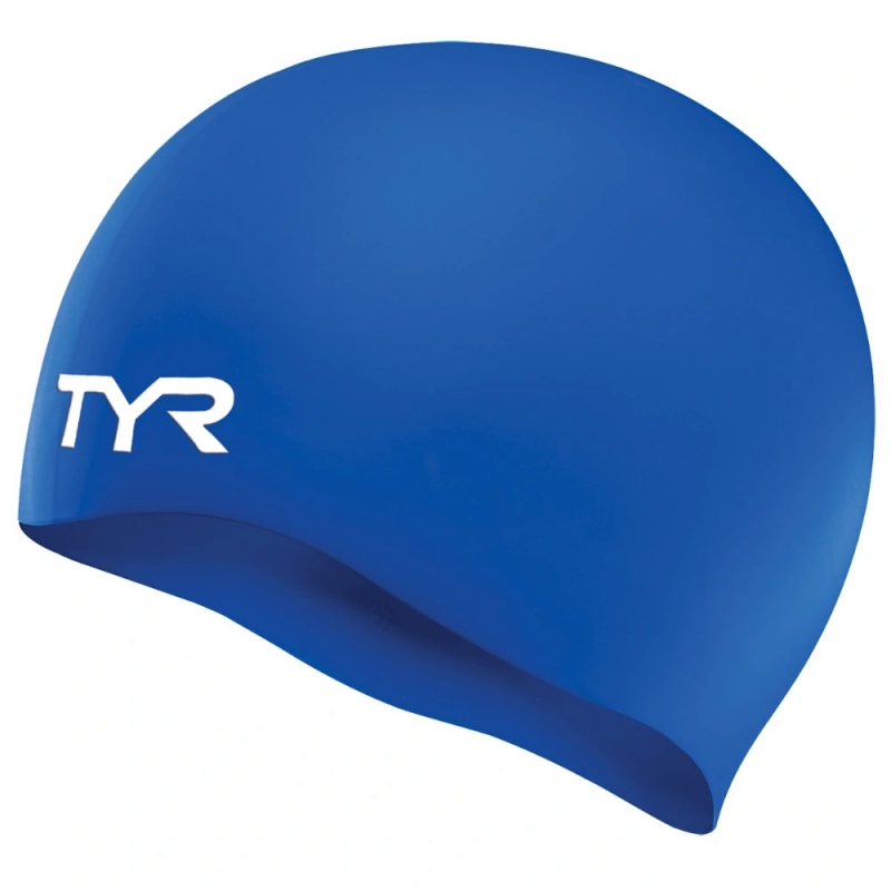 Шапочка для плавания подростковая TYR Wrinkle Free Junior Silicone Cap, LCSJR-428, синий