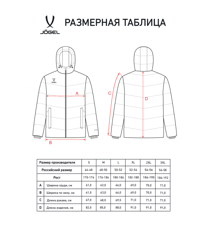 Куртка утепленная ESSENTIAL PerFormPROOF Padded Jacket, темно-синий, размер LT, Jögel ЦБ-00004087