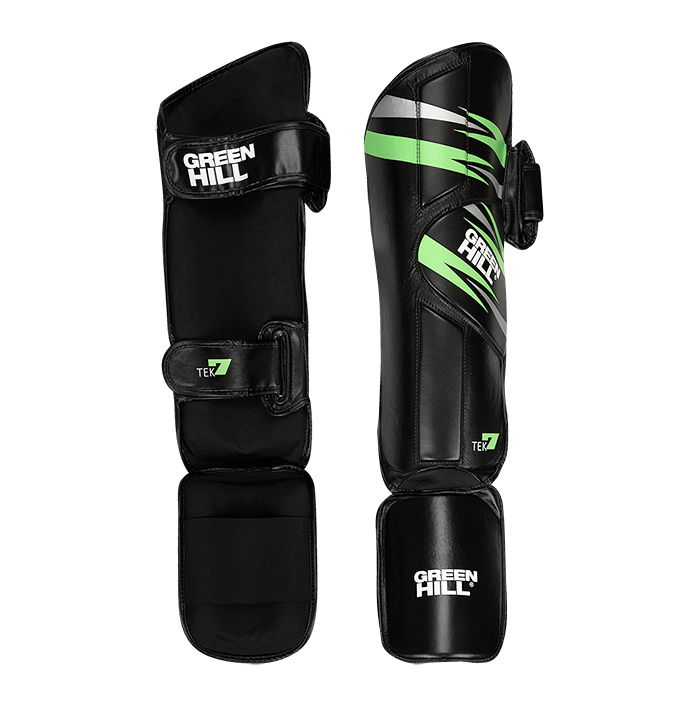 Защита голень-стопа TEK7 черно-зеленая Green Hill SIS-2107 L