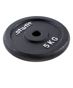 Диск чугунный BB-204 5 кг, d=26 мм, черный, Starfit