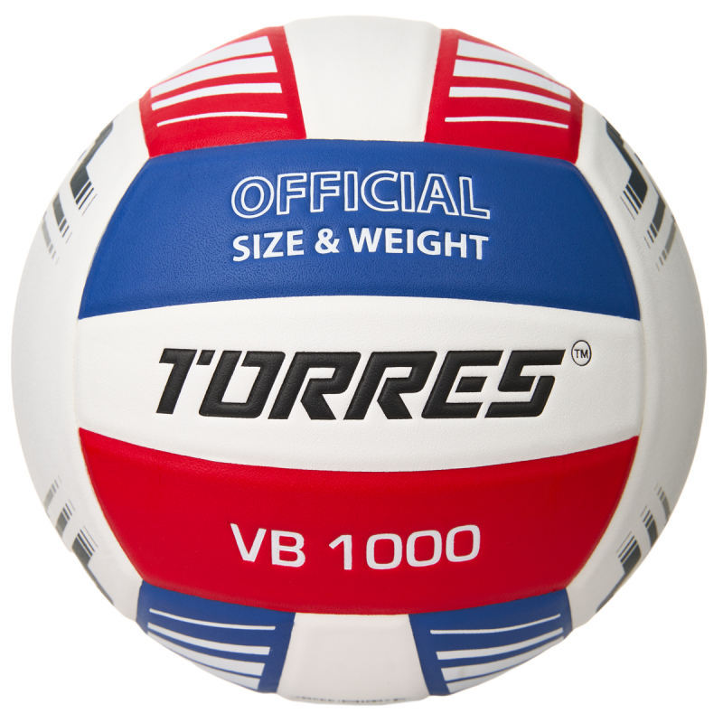 Мяч вол. TORRES VB 1000, V32415, размер 5, синт.кожа (микрофибра), клееный, бут.кам, бел-син-красный