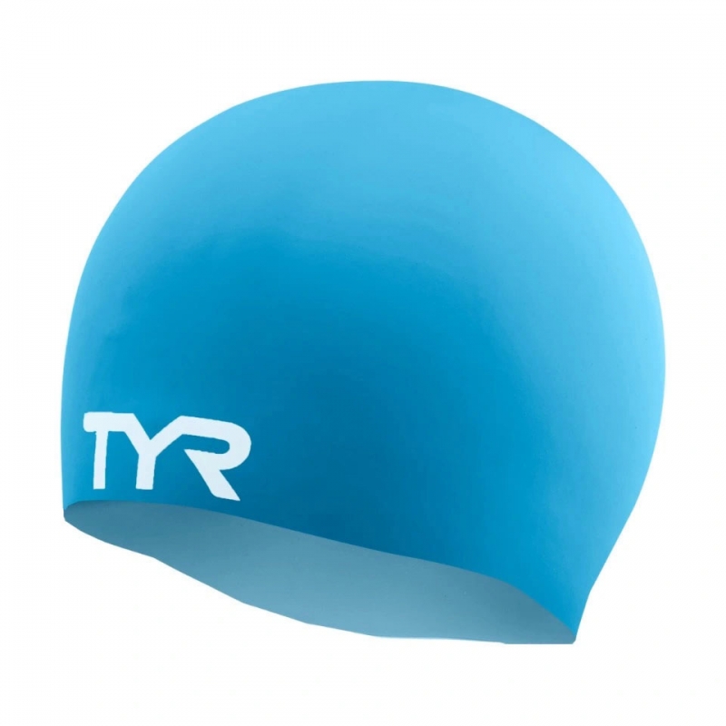 Шапочка для плавания TYR Wrinkle Free Silicone Cap, LCS-360, голубой