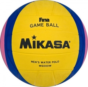 Мяч для водного поло MIKASA W6000W р.5,муж., FINA Approved, резина, вес 400-450гр, желт-сине-роз