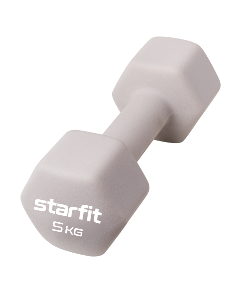 Гантель неопреновая STARFIT DB-201 5 кг, тепло-серый пастель.