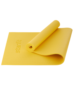 Коврик для йоги и фитнеса FM-101, PVC, 173x61x1 см, желтый, Starfit