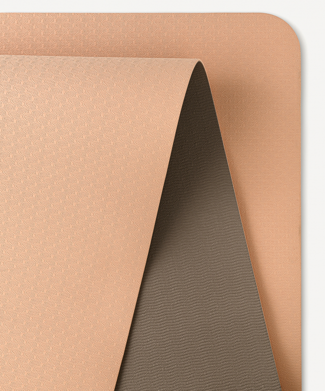 Коврик для йоги и фитнеса STARFIT FM-201, TPE, 183x61x0.4 см, персиковый/серый ЦБ-00002538