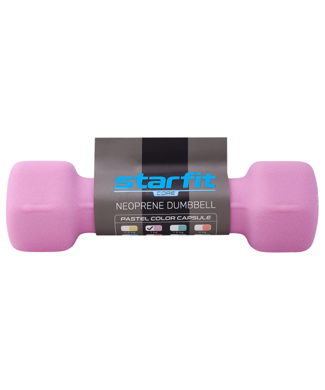 Гантель неопреновая STARFIT DB-201 1 кг, розовый пастель.