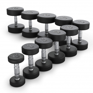 Ряд гантелей круглых UNIX Fit обрезиненные от 2.5 до 25 кг DBRND2_5/25PBK
