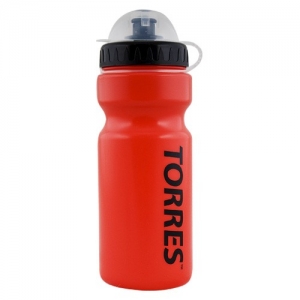 Бутылка для воды TORRES, арт. SS1066, 550 мл, крышка с колпачком, мягкий пластик, красная, черная крышка