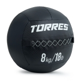 Медбол TORRES 8 кг, AL31258, ПВХ/ПУ, диаметр 35 см, черный