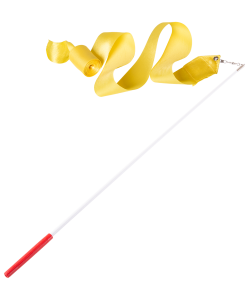 Лента для художественной гимнастики AGR-201 6м, с палочкой 56 см, желтый , Amely