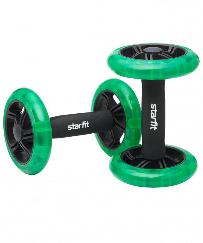 Ролики для пресса раздельные RL-107, черный/ярко-зеленый, Starfit УТ-00019236