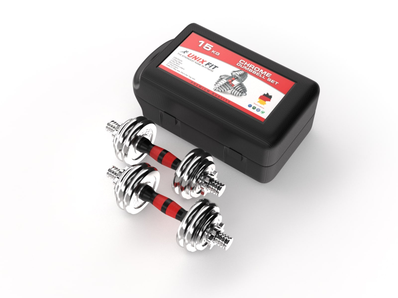 Набор гантелей UNIX Fit в кейсе 15 кг DBKITU15
