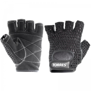 Перчатки для занятий спортом TORRES арт.PL6045S, р.S, хлопок, нат. замша, подбивка 6 мм, черные