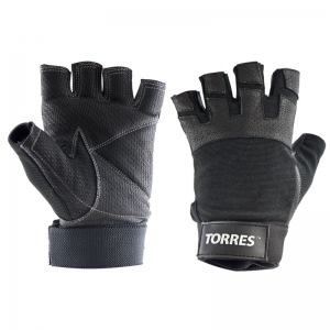 Перчатки для занятий спортом TORRES, арт. PL6051M, размер M, нейлон, натуральная кожа, подбивка 6 мм, напульсник, чер