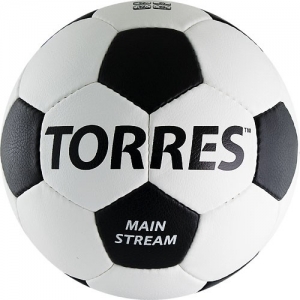 Мяч футбольный  TORRES Main Stream арт.F30185, р.5, 32 пан. PU, 4 под. слоя, руч. сшивка, бело-черный
