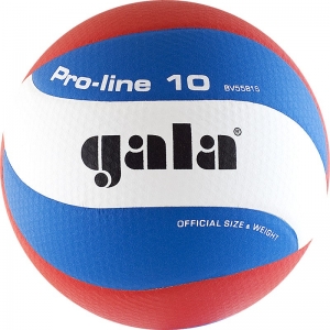 Мяч волейбольный  GALA Pro-Line 10 арт. BV5581S, р. 5,синтетическая кожа ПУ Microfiber,клееный,бутиловая камера ,бело-гол-крас