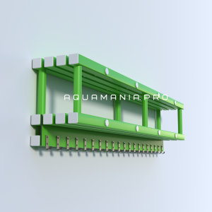 Полка навесная 2000х250х320 мм 20 крючков (вариант 3) зелёный/белые заглушки