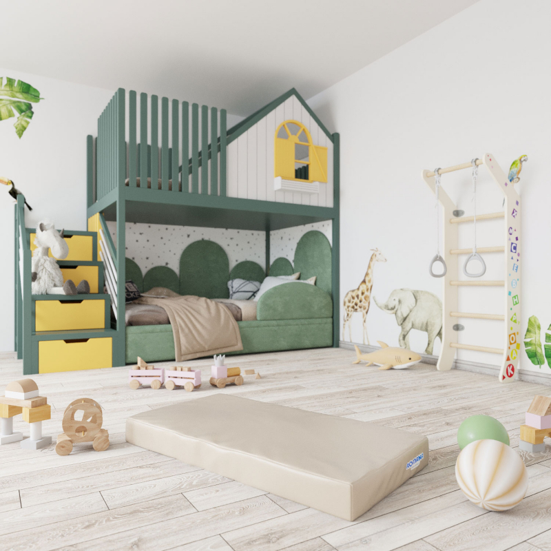 Мат (мягкий щит) Romana 1000*500*100, одинарный (зеленый/желтый)