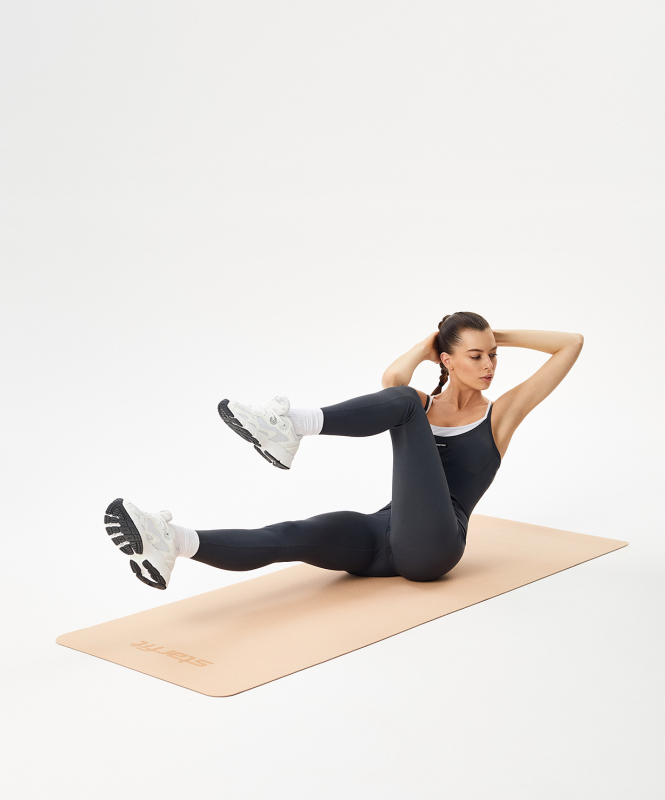 Коврик для йоги и фитнеса STARFIT FM-201, TPE, 183x61x0.4 см, персиковый/серый ЦБ-00002538