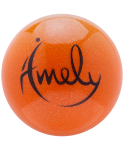 Мяч для художественной гимнастики AGB-303 19 см, оранжевый, с насыщенными блестками, Amely