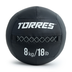 Медбол TORRES 8 кг, AL31258, ПВХ/ПУ, диаметр 35 см, черный