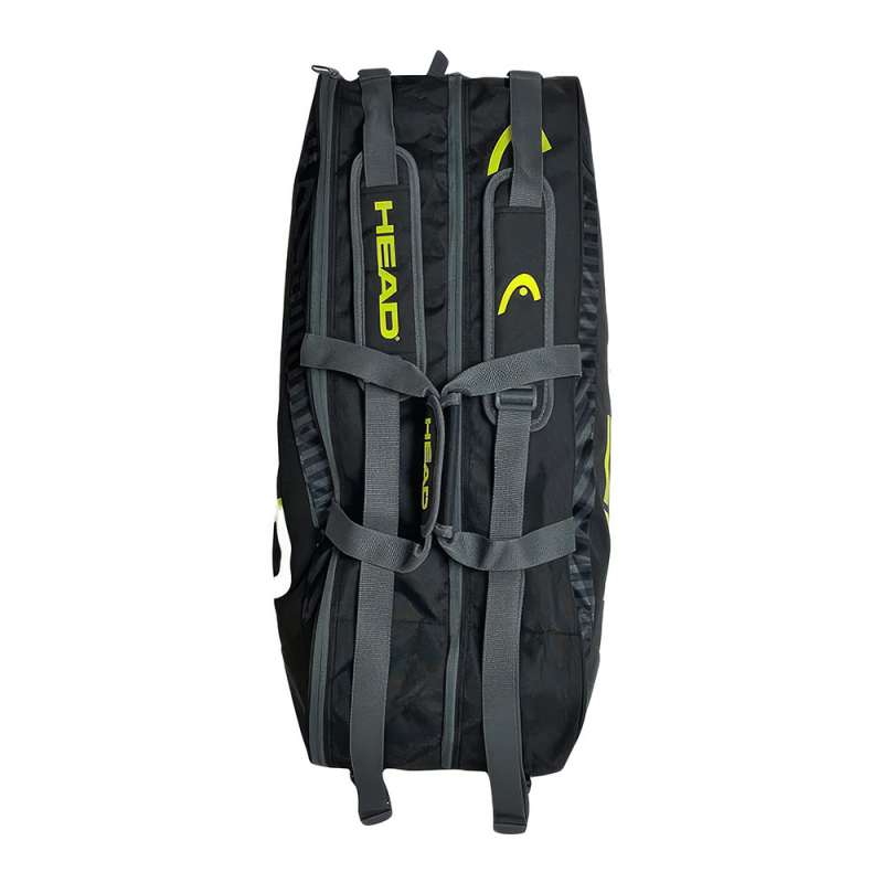 Сумка-чехол HEAD Base Racquet Bag M, 261413-BKNY, с карманом, на 6 тен.ракеток, черно-салатовый