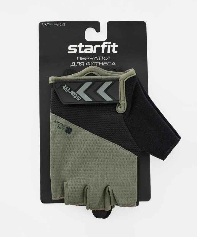 Перчатки для фитнеса WG-204, черный/хаки, размер M, Starfit ЦБ-00004449