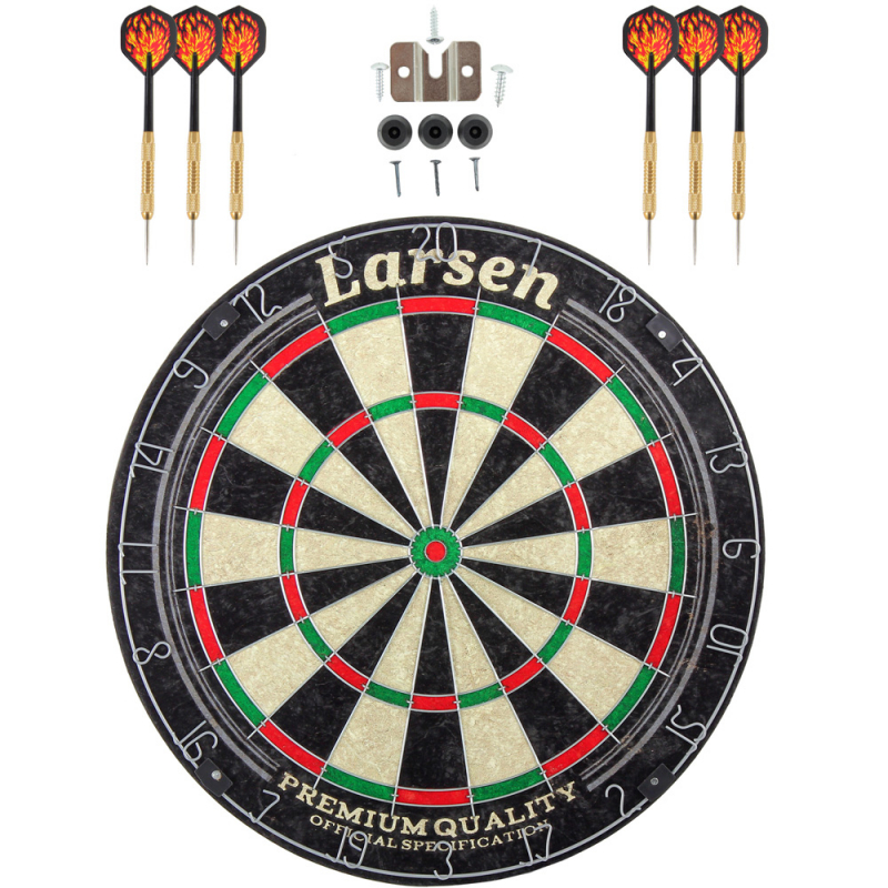 Набор для игры в дартс (мишень Larsen DG51004, сизаль, 45 см + 6 дротиков Larsen DG81016 латунь 18 г