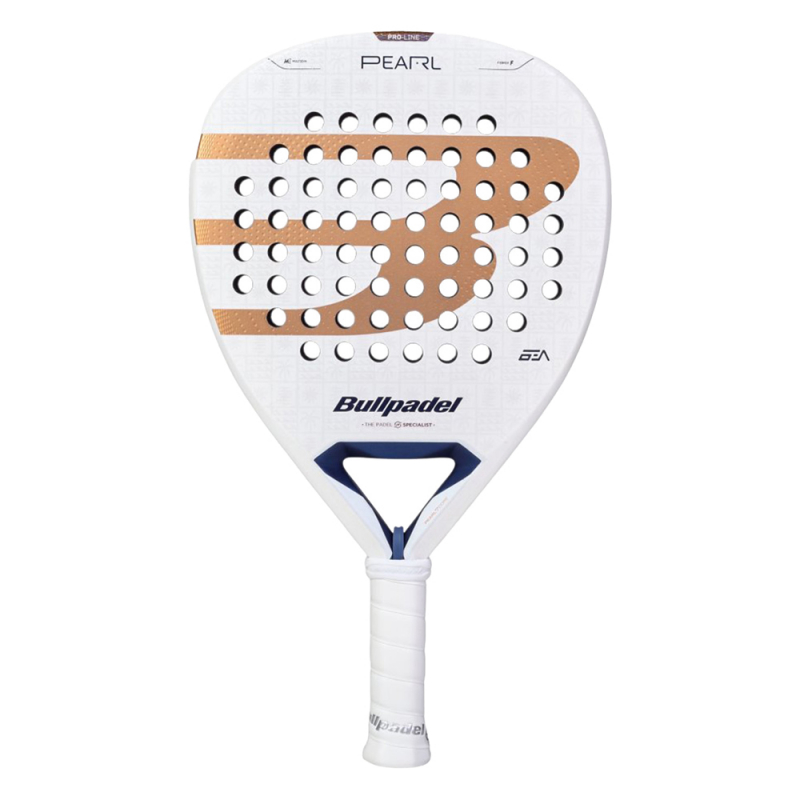Ракетка для падела BULLPADEL Pearl 27, 497249, для проф-в, стекловолокно, карбон, бело-золотистый
