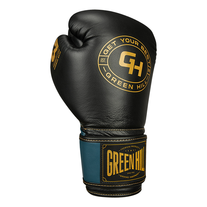 боксерские перчатки RAIDER чёрно-голубой Green Hill THBGHB-05 14oz