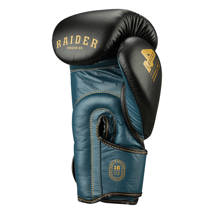 боксерские перчатки RAIDER чёрно-голубой Green Hill THBGHB-05 14oz