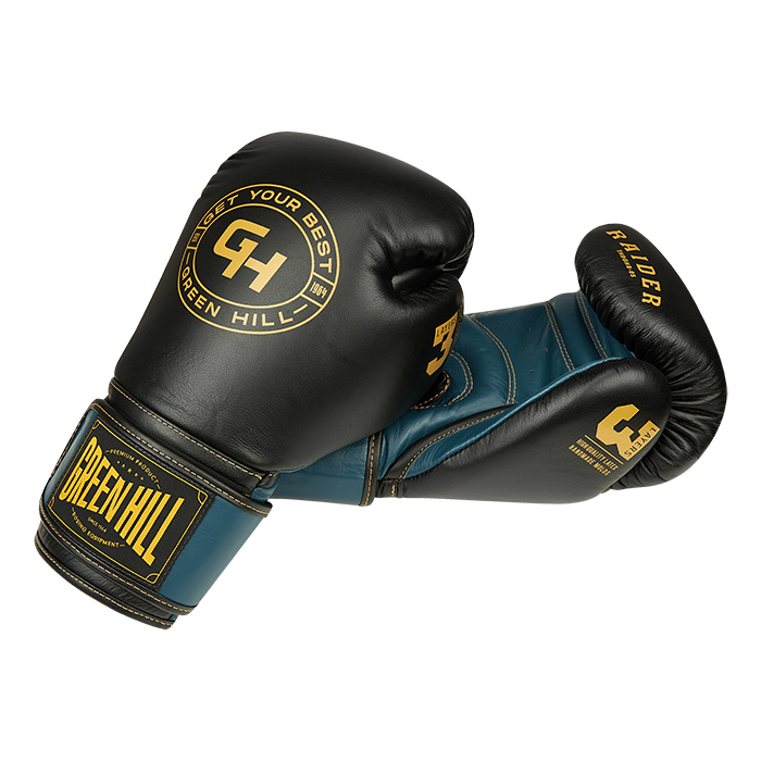 боксерские перчатки RAIDER чёрно-голубой Green Hill THBGHB-05 14oz