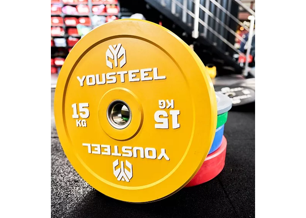 Диск EVO каучуковый 15 кг, желтый YOUSTEEL