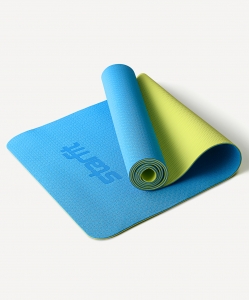 Коврик для йоги и фитнеса FM-201, TPE, 183x61x0,4 см, синий/лайм, Starfit